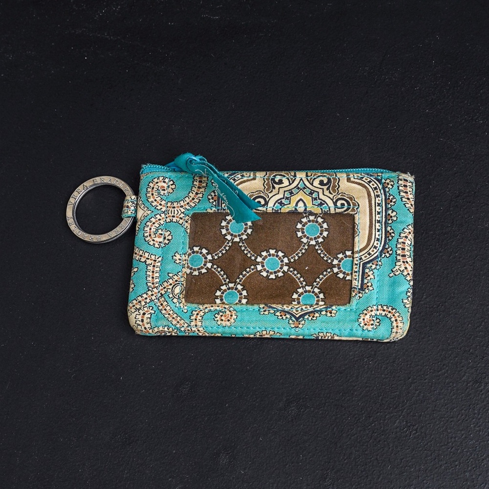 Vera Bradley ID Holder Coin Purse Floral Teal Paisley